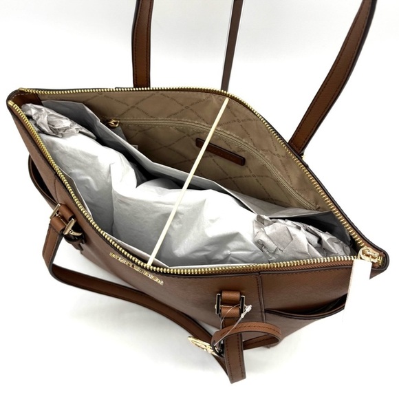 Michael Kors Large Charlotte TZ Tote Bag Luggage Brown - Picture 9 of 11